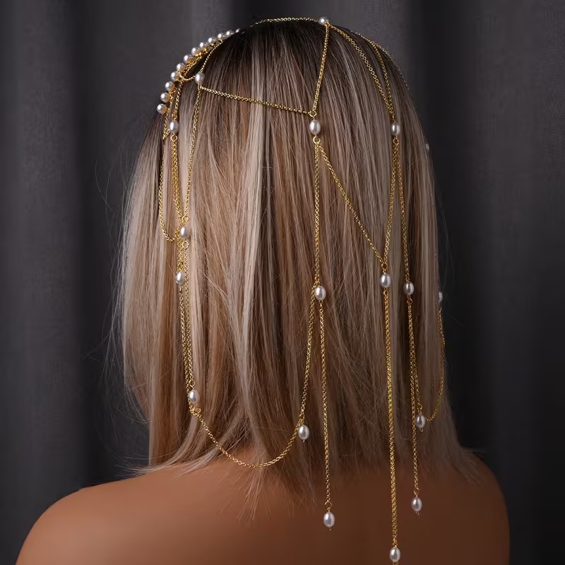 Bohemian Pearl-Style Chain Fringe Headband